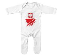 Purple Print House Poland Torn Romper Suit Babies Boy Girl Polska Football Polish Baby Sleepsuit, 3-6 Months, White