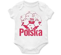 Purple Print House Polska Flag Football Babygrow Poland Soccer Pi?ka no?na Tournament Supporters 2022 Baby Gifts for Boys Girls, 0-3 Months, White