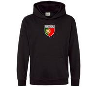 Purple Print House Portugal Badge Kids Hoodie Boys Girls Portuguese Football Hooded Top, 3-4 Years, Black