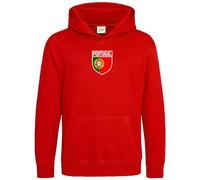 Purple Print House Portugal Badge Kids Hoodie Boys Girls Portuguese Football Hooded Top, 9-11 Years, Red