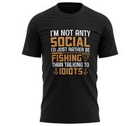 Purple Print House Rather Be Fishing Funny T Shirts for Men, Mens Funny Gifts Dad Grandad Tshirt Fish Accessories, XL, Black