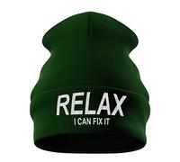 Purple Print House Relax I Can Fix It Beanie Hat - Birthday Gift for Him Dad - Funny Handyman Engineer Repairman Joke, Unisex, One Size, Bottle