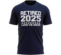 Purple Print House Retired 2025 T Shirt Mens Living The Dream Retirement Top Tee Grandad Dad, XL, Navy