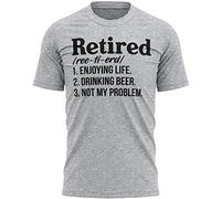 Purple Print House Retired Definition Slogan T Shirt, Beer Retirement Gift, for Dad Retiring 2022, XL, Sport Grey