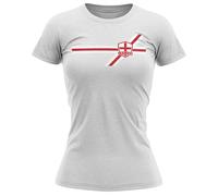 Purple Print House Retro England Womens T Shirt Stripe St Georges Day Football Supporter Soccer Gift for Mum Wife Sister Girlfriend Daughter, L, White