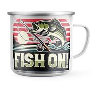 Purple Print House Retro Fishing Enamel Mug Fish On Fishing Carp Design Gift for Angler Dad Grandad Son Fisherman Tackle Joke Gift