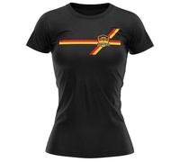 Purple Print House Retro German Womens T Shirt Deutschland Germany Stripe Football Outdoor Sports Gift Her Wife Mum Sister Footie Supporter, S, Black