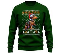 Purple Print House Santa Dachshund Christmas Jumper Men Women Xmas Sausage Dog Sweater Sweatshirt, S, Bottle