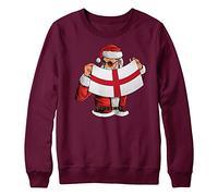Purple Print House Santa England Flag Sweatshirt Kids, Funny School Christmas Jumper Day, World Football Xmas Gifts for Boys and Girls, English Soccer Supporters Cup Sweater 2022, 9-11 Years, Maroon