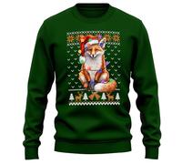 Purple Print House Santa Fox Christmas Sweatshirt Xmas Jumper Men Women Sweater, M, Bottle