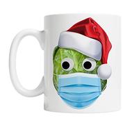 Purple Print House Santa Sprout Face Mask Mug - Funny Christmas Themed Cup For Him or Her - Joke Xmas Brussel Sprout Googly Eyes, White, One Size
