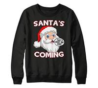 Purple Print House Santas Coming Christmas Ugly Sweater, Funny & Unique Rude Santa Parody Christmas Tree Jumper, Xmas Sweatshirt Gifts for Him Or Her, Thats What She Said Xmas Present