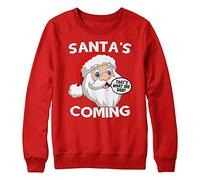 Purple Print House Santas Coming Christmas Ugly Sweater, Funny & Unique Rude Santa Parody Christmas Tree Jumper, Xmas Sweatshirt Gifts for Him Or Her, Thats What She Said Xmas Present, M, Red
