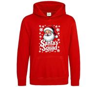 Purple Print House Santas Squad Hoodie For Kids Father Christmas Boys Girls Xmas Jumper Day, 5-6 Years, Red