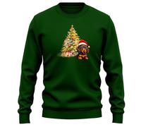 Purple Print House Sausage Dog Christmas Tree Sweatshirt For Men Women Xmas Dachshund Tree Presents Santa Unisex Jumper, M, Bottle