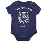 Purple Print House Scotland 1873 Rugby Babygrow, Scotland Birthday Gifts for Scottish Baby Rugby Fan, Thistle Tournament Outfit Gift Idea, Nations Outfit for Babies Boy Girl, 0-3 Months, Navy