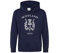Purple Print House Scotland 1873 Rugby Kids Hoodie, Scotland Birthday Gifts For Scottish Rugby Fan, Thistle Tournament Outfit Gift Idea, Nations Hoody For Boys And Girls, 9-11 Years, Navy