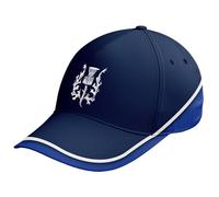 Purple Print House Scotland Cap Retro Scottish Thistle Rugby Football Supporters Hat, One Size, Navy/White