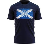 Purple Print House Scotland Flag Rugby Thistle T Shirt Mens Retro Scottish Nations Football Supporter Top Tee, XL, Navy