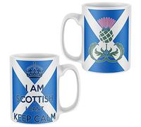 Purple Print House Scotland Mug, Scottish Keep Calm Funny Mugs, Novelty Birthday Gift Scot Joke Office Dad Men Gifts Coffee Cup, White, One Size