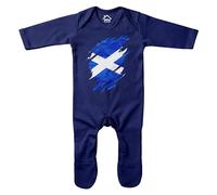 Purple Print House Scotland Torn Romper Suit Babies Boy Girl Scottish Football Polish Baby Sleepsuit, 3-6 Months, Navy
