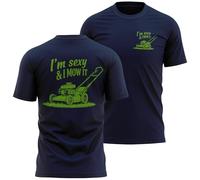 Purple Print House Sexy & I Mow It Funny Gardening T Shirt with Lawn Mower Design Father's Day Gardener Gift Dad Grandad Men, XL, Navy