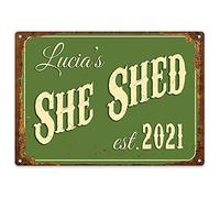 Purple Print House She Shed Sign Personalised - Gardening Gift Ideas For Women Her - Metal Plaque Grandmas Mum Funny, Garden & Outdoor, Large, Green