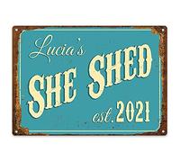 Purple Print House She Shed Sign Personalised - Gardening Gift Ideas For Women Her - Metal Plaque Grandmas Mum Funny, Garden & Outdoor, Small, Teal