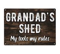 Purple Print House Shed Sign Personalised - Gardening Gift Ideas Shed Signs For Men - Metal Plaque Grandads Dad Funny, Garden & Outdoor, Large, Design 3