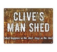 Purple Print House Shed Sign Personalised - Gardening Gift Ideas Shed Signs For Men - Metal Plaque Grandads Dad Funny, Garden & Outdoor, Large, Design 2