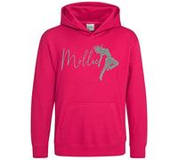 Purple Print House Silver Glitter Personalised Girls Break Dancing Hoodie, Custom Dancing Hoody, Christmas and Birthday Gifts for Daughter Who Loves All Kinds Of Dancing, 12-13 Years, Bright Pink