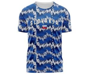 Purple Print House Slovakia Retro Football Shirt for Men 3D Printed Inspired Pattern Custom Name and Number Text Tshirt, L, Blue