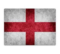 Purple Print House St Georges Cross England Flag Metal Sign, St Georges Day Flag Garden Sign, Football Bar Accessories For Home Pub, Cocktail Gin Bar Garage Sign, Gift Idea For Him, Small, White