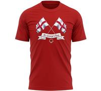Purple Print House St George's Day T Shirt for Men England Rose Saint George Cross English, M, Red