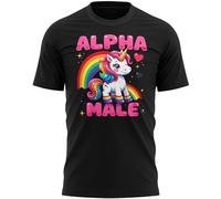 Purple Print House Stag Do T Shirt for Men Alpha Male Rainbow Unicorn Funny Joke Gift Groom to Be Bachelor Party Guys Holiday Weekend, L, Black