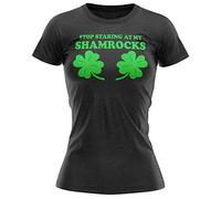 Purple Print House Stop Staring at My Shamrocks T Shirt, St Patricks Day Tops Women Tshirt Gift Ideas for Paddy's Day