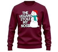 Purple Print House The Vegans Stole My Nose Adults Sweater Men Women Funny Festive Christmas Snowman Jumper, S, Maroon