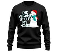 Purple Print House The Vegans Stole My Nose Adults Sweater Men Women Funny Festive Christmas Snowman Jumper, S, Black