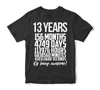 Purple Print House Thirteen Years Old 13th Birthday Funny Boys T Shirt Thirteenth Bday Teenager Joke Kids Top, 12-13 Years, Black