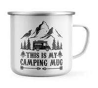 Purple Print House This Is My Camping Enamel Mug Gifts For Women Campervan Trips Tea Coffee Cup