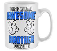 Purple Print House This Is What An Awesome Brother Looks Like Mug - Funny Birthday Sibling Bro Gifts For Him - Tea Coffee Cup Joke Present Idea, White, One Size