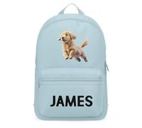 Purple Print House Toddlers Personalised Golden Retriever Mini Backpack Kids Custom Back to Nursery School Bag Boys Girls, One Size, Light Blue