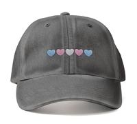 Purple Print House Transgender Embroidered Love Heart Cap LGBTQ Unisex Hat Gay Pride Month Men Women Queer Festival Parade Gift, One Size, Black