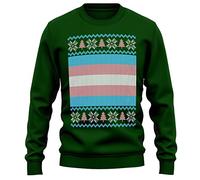 Purple Print House Transgender Flag Christmas Sweatshirt Trans Pride LGBTQ Community Xmas Jumper Gay Non Binary Equality Gift Men Women Unisex, XXL, Bottle