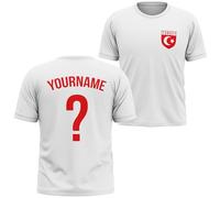 Purple Print House Turkey Football Shirt Kids Badge Custom Name and Number T Shirt Personalised Retro Europe Gifts Boy, 12-13 Years, White