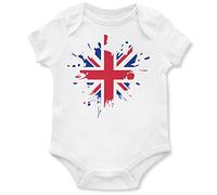 Purple Print House Union Jack Babygrow Splatter Baby Boy Girl Kings Coronation King Charles III, 0-3 Months, White