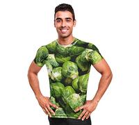 Purple Print House Unisex Brussel Sprouts All Over Front & Back T Shirt - Funny for Him or Her - Full All Over Printed Designs, 2XL, White