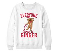 Purple Print House Unisex Everyone Loves A Ginger Sweatshirt - Funny Christmas Themed Jumper for Him or Her - with Ginger Hair, M, White