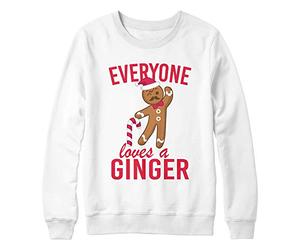 Purple Print House Unisex Everyone Loves A Ginger Sweatshirt - Funny Christmas Themed Jumper for Him or Her - with Ginger Hair, M, White