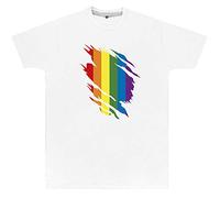 Purple Print House Unisex Rainbow Torn T Shirt - LGBTQIAPK Pride Gifts for Him or Her - Funny Ideas Matching, M, White